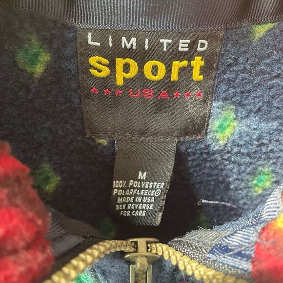 Vintage 90s Limited Sport Reindeer Berber Fleece 1/4 Zip Primary Colors M - Picture 7 of 8